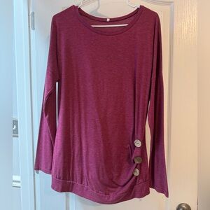 Dark Dusty Pink Lightweight Top Wooden Buttons